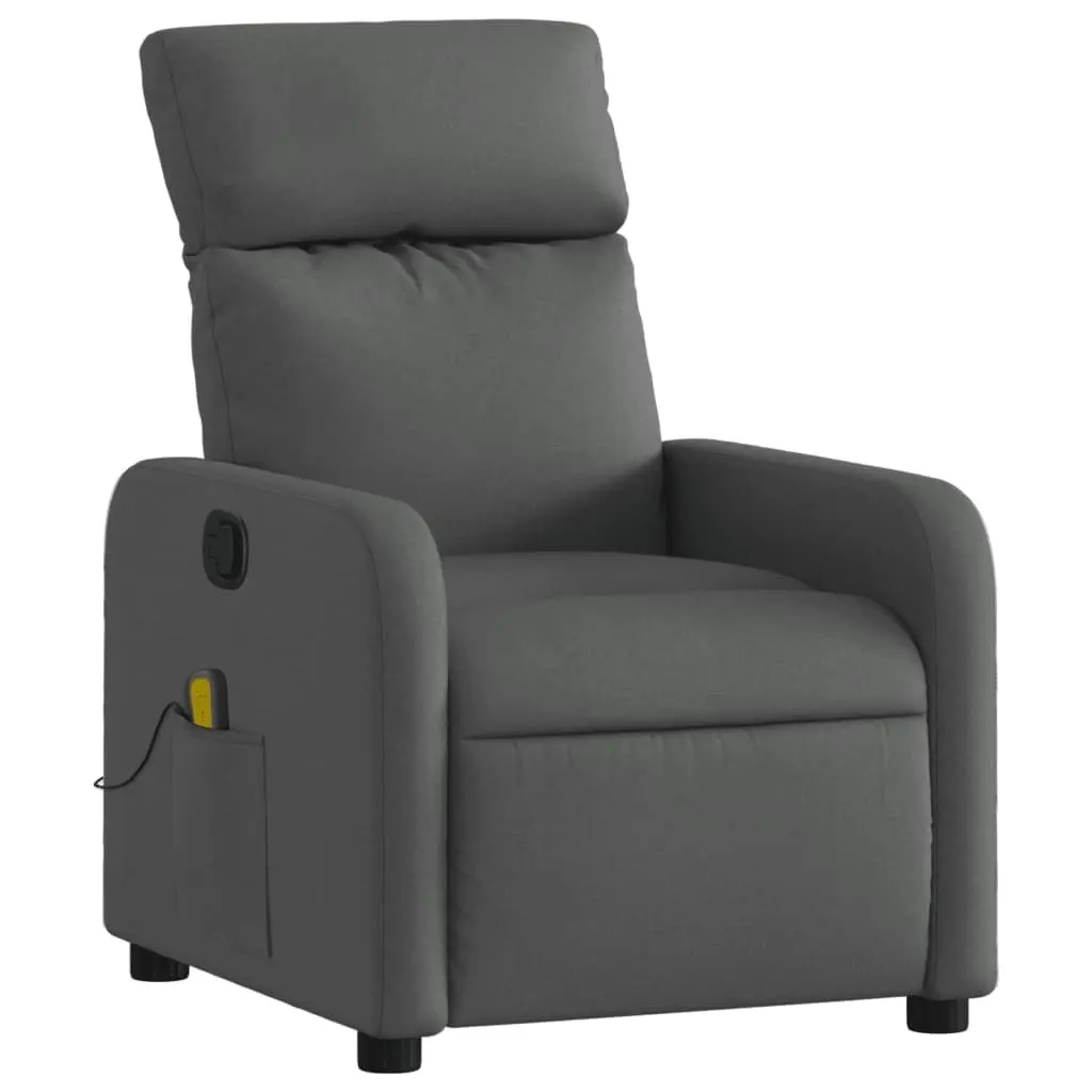 Massage Recliner Chair Manual Recline Dark Grey Fabric 6 Vibration Points