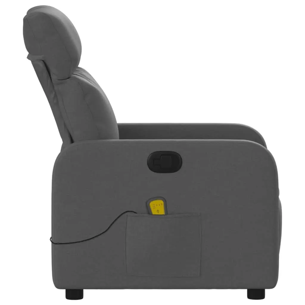 Massage Recliner Chair Manual Recline Dark Grey Fabric 6 Vibration Points