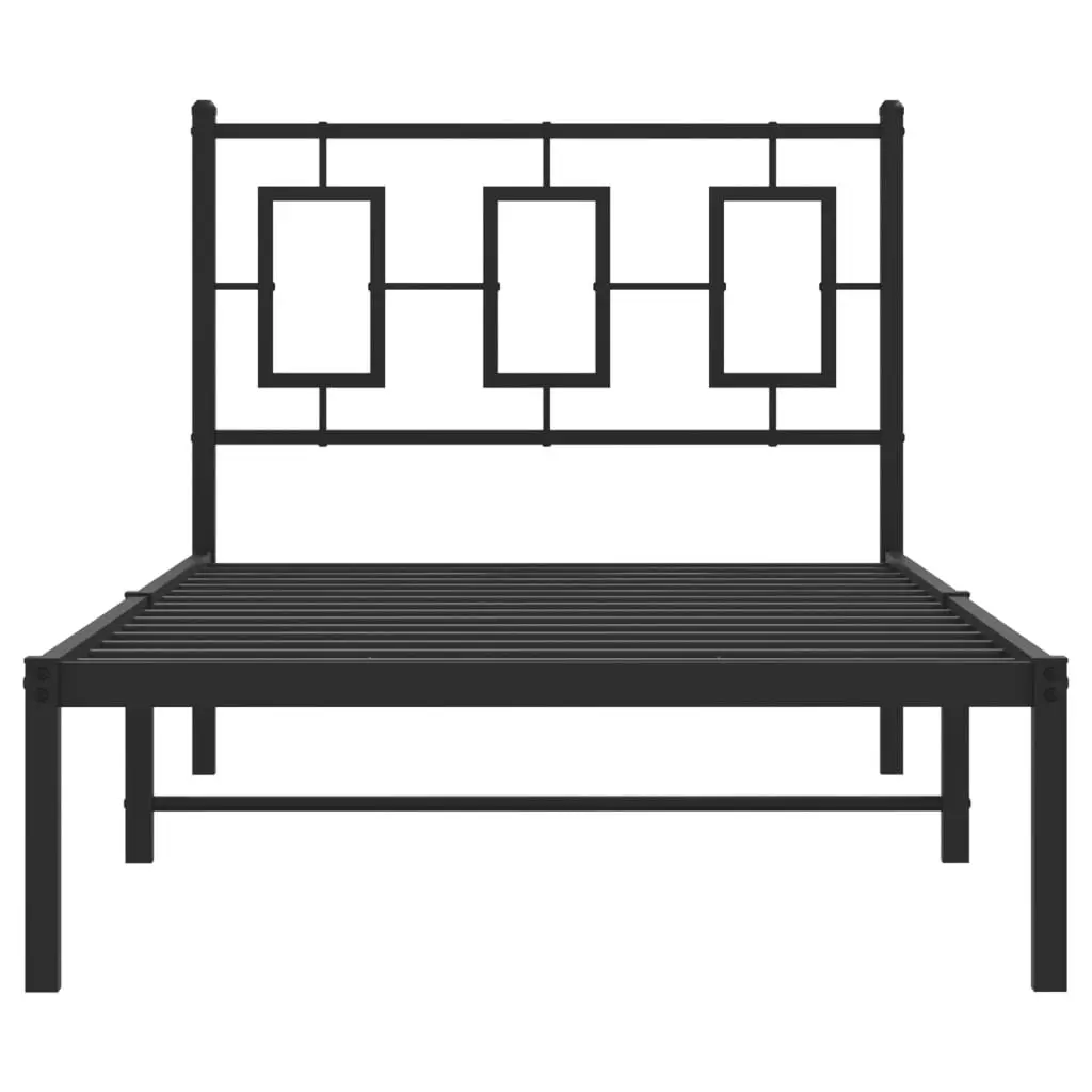 Metal Bed Frame Black Steel with Headboard 90x190 cm