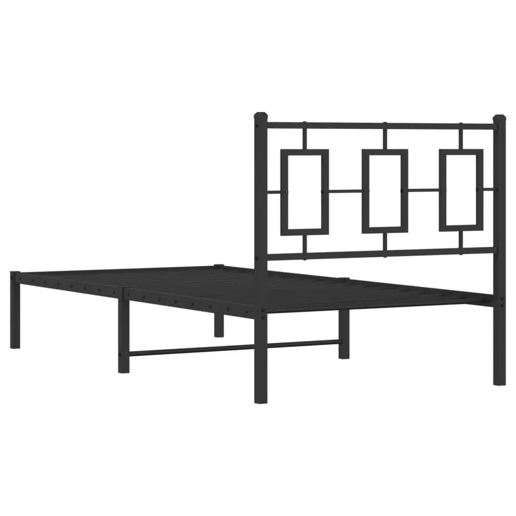 Metal Bed Frame Black Steel with Headboard 90x190 cm