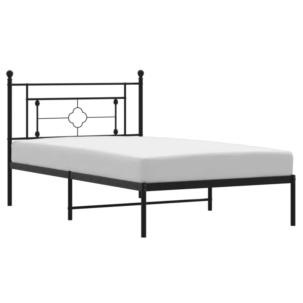 Metal Bed Frame King Single Powder-Coated Steel 107x203cm Black