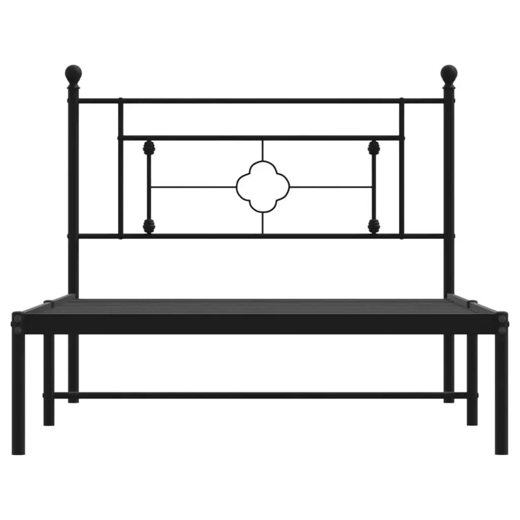 Metal Bed Frame King Single Powder-Coated Steel 107x203cm Black