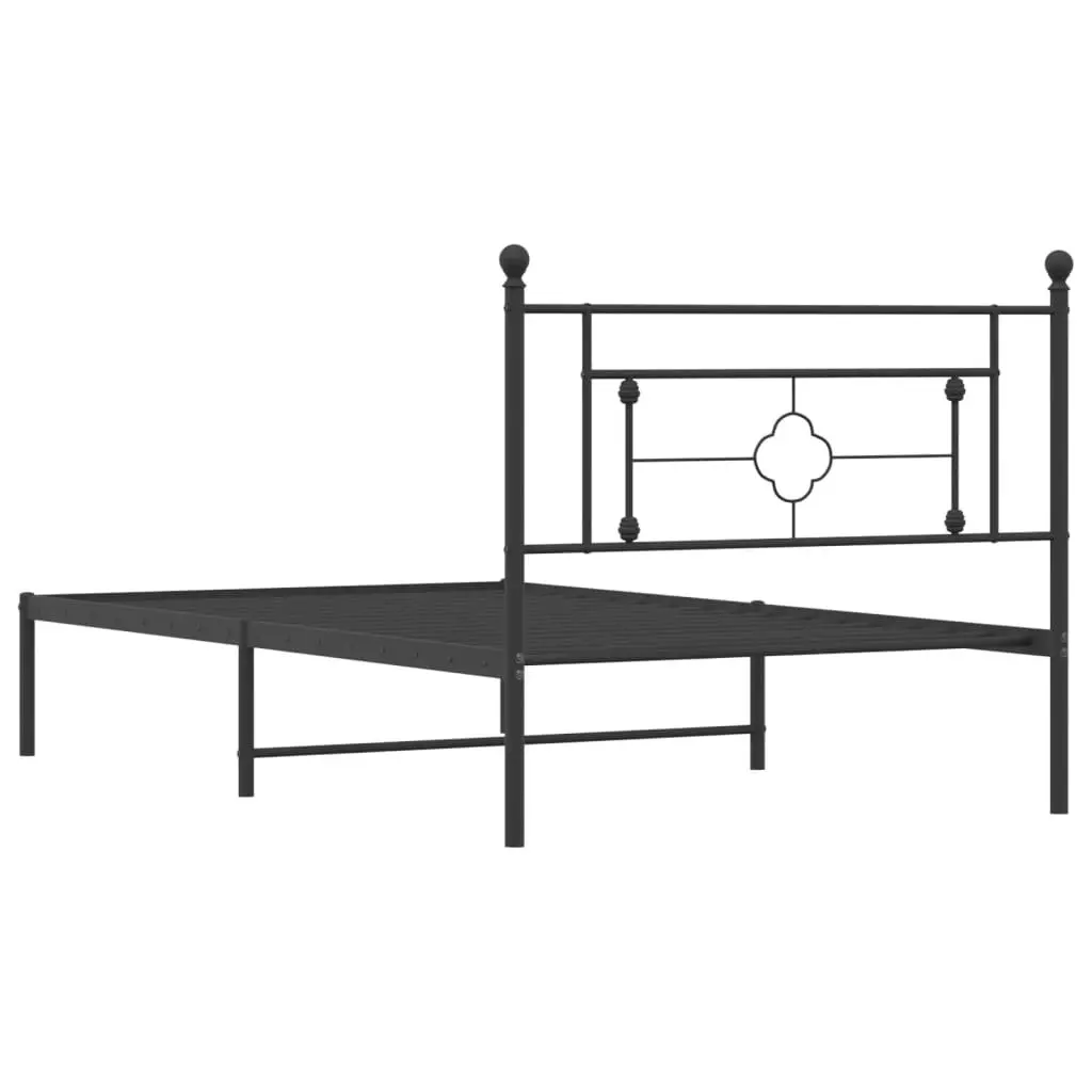 Metal Bed Frame King Single Powder-Coated Steel 107x203cm Black