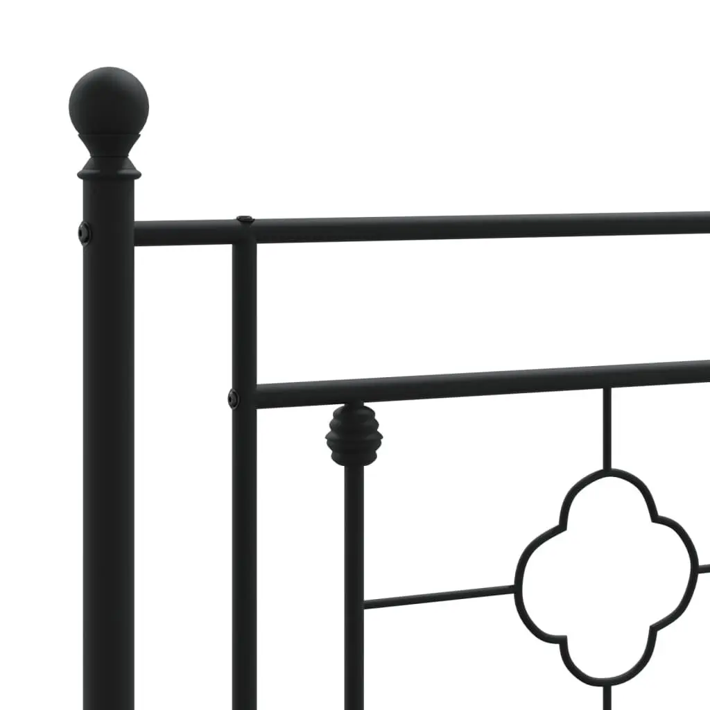 Black Metal Bed Frame 135x190cm with Slatted Base and Headboard