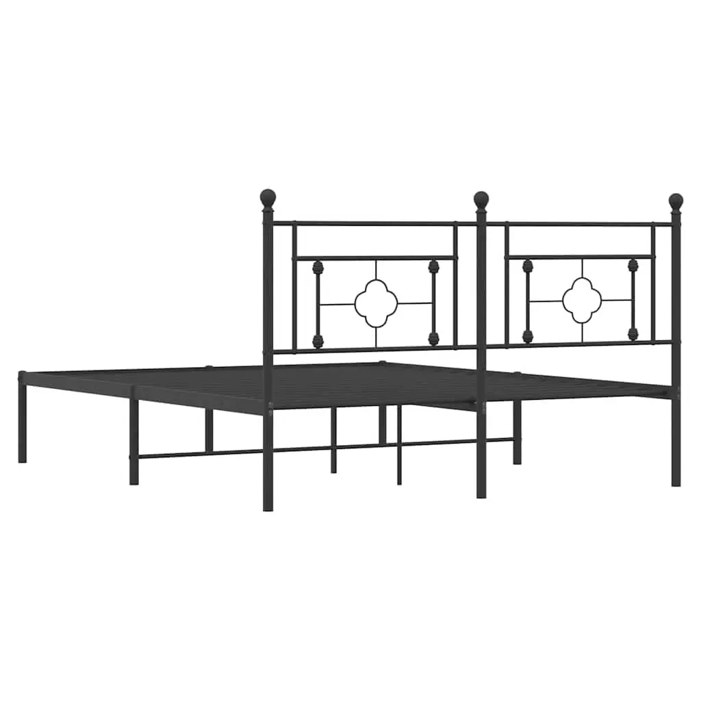 Metal Bed Frame with Headboard Black 150x200 cm Steel