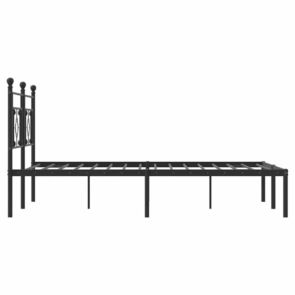 Metal Bed Frame with Headboard Black 150x200 cm Steel