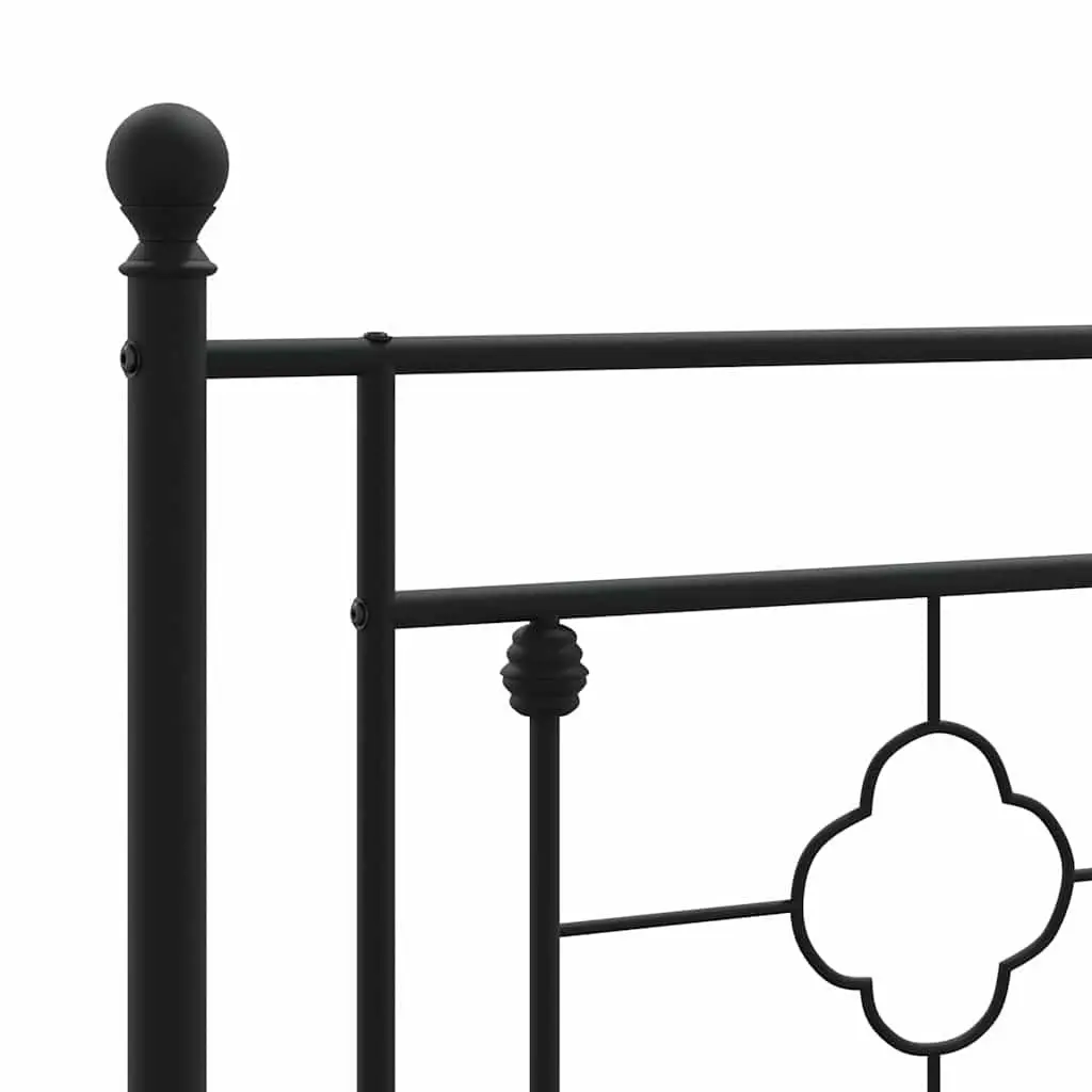 Metal Bed Frame with Headboard Black 150x200 cm Steel