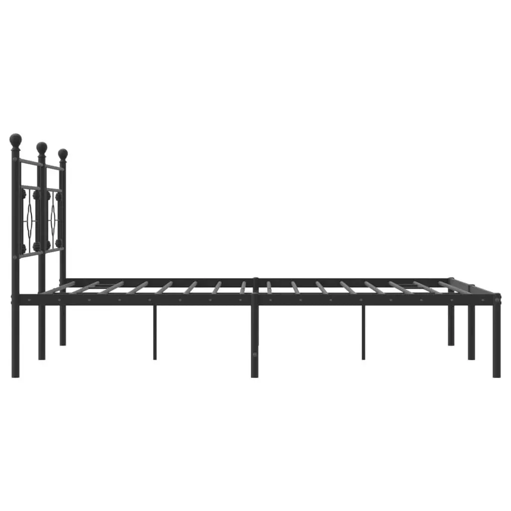Metal Bed Frame King Size 183x203 cm Black Headboard Steel Slats Support