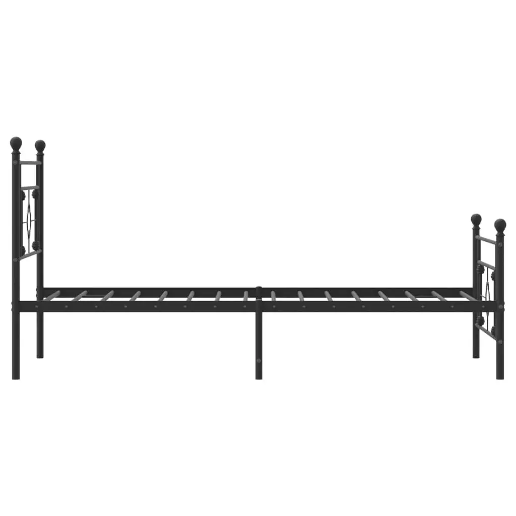 Metal Bed Frame King Single Powder-Coated Steel with Headboard Footboard Storage Space 107x203 cm Black