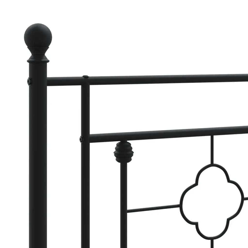 Metal Bed Frame King Single Powder-Coated Steel with Headboard Footboard Storage Space 107x203 cm Black