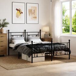 Friendly Black Metal Bed Frame 135x190 cm for Your Home