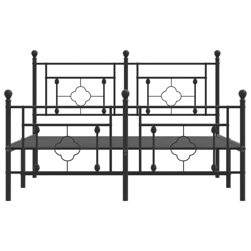 Black Metal Bed Frame with Footboard and Under-Bed Storage 135x190 cm