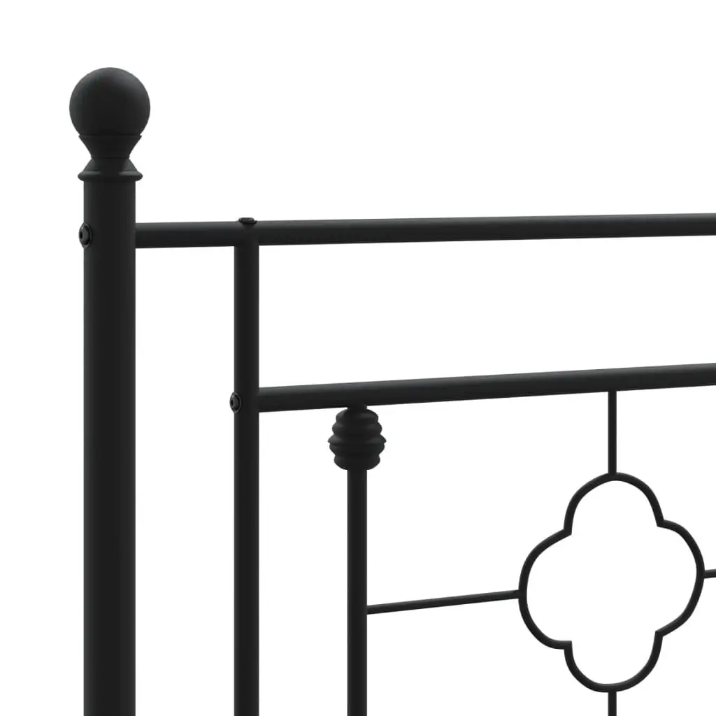 Black Metal Bed Frame with Footboard and Under-Bed Storage 135x190 cm