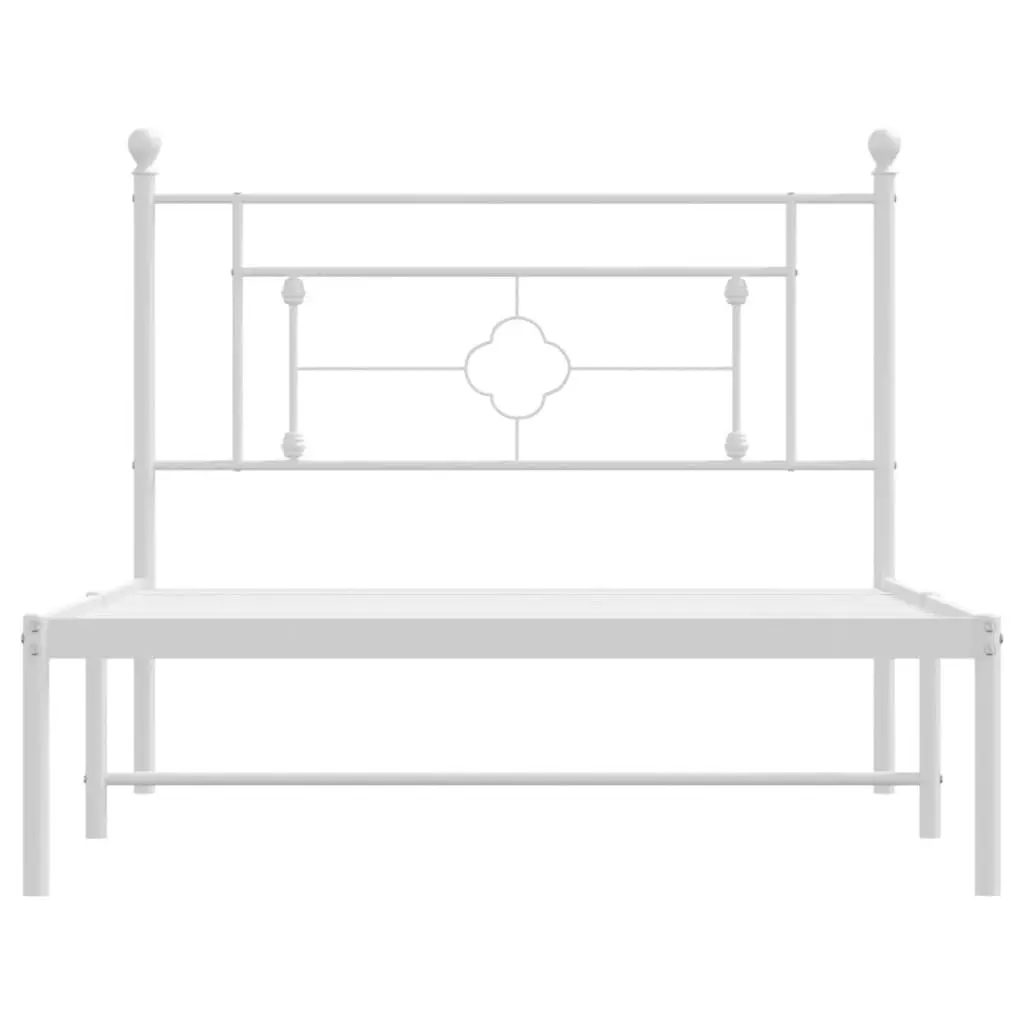 Metal Bed Frame King Single 107x203cm White Headboard Steel Bedroom Furniture