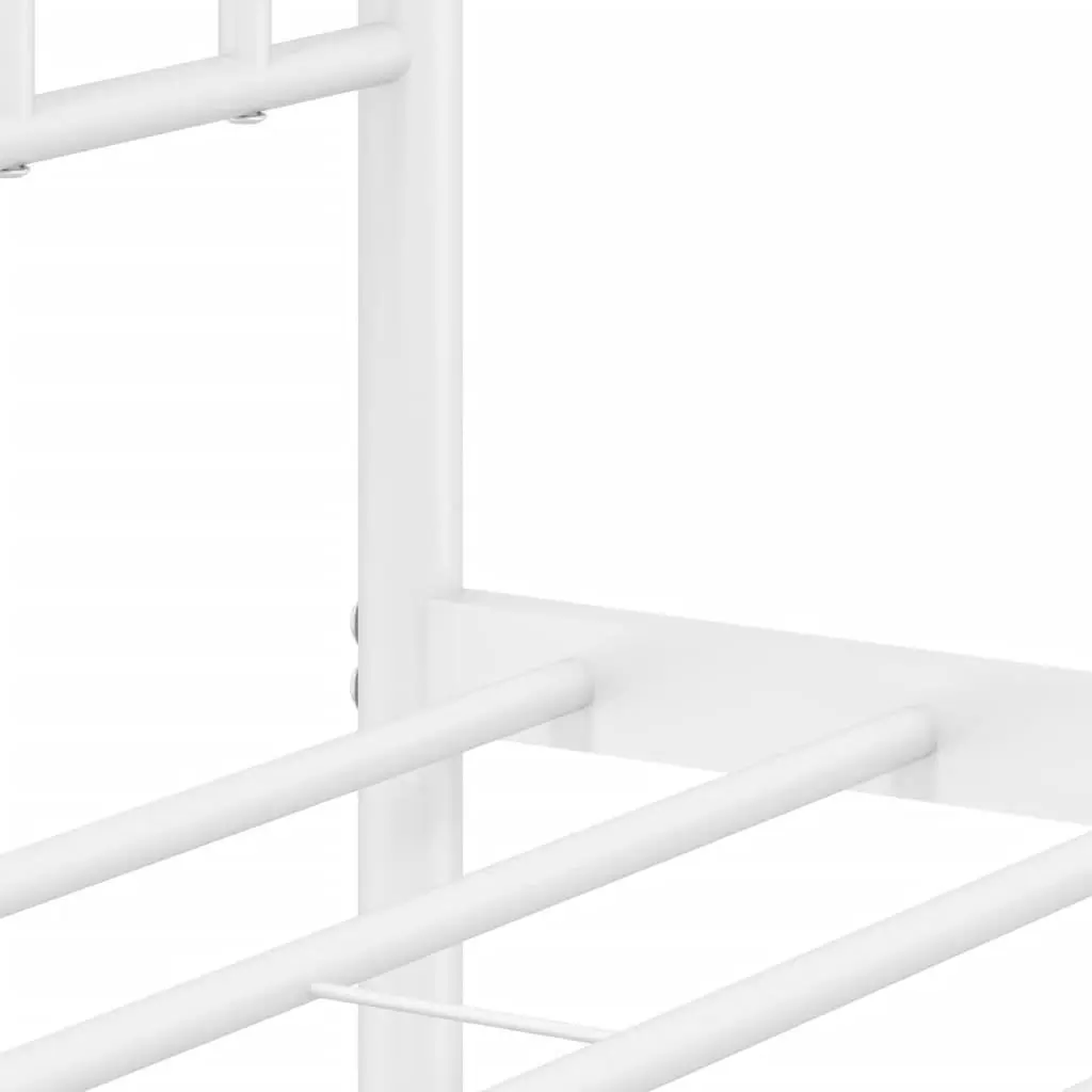 Metal Bed Frame King Single 107x203cm White Headboard Steel Bedroom Furniture