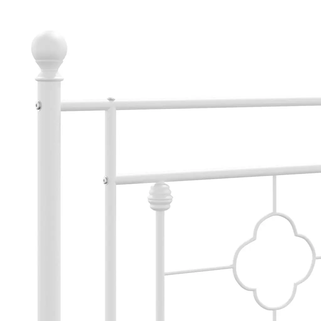 Metal Bed Frame King Size White Powder-Coated Steel 107x203 cm with Headboard Footboard and Underbed Storage