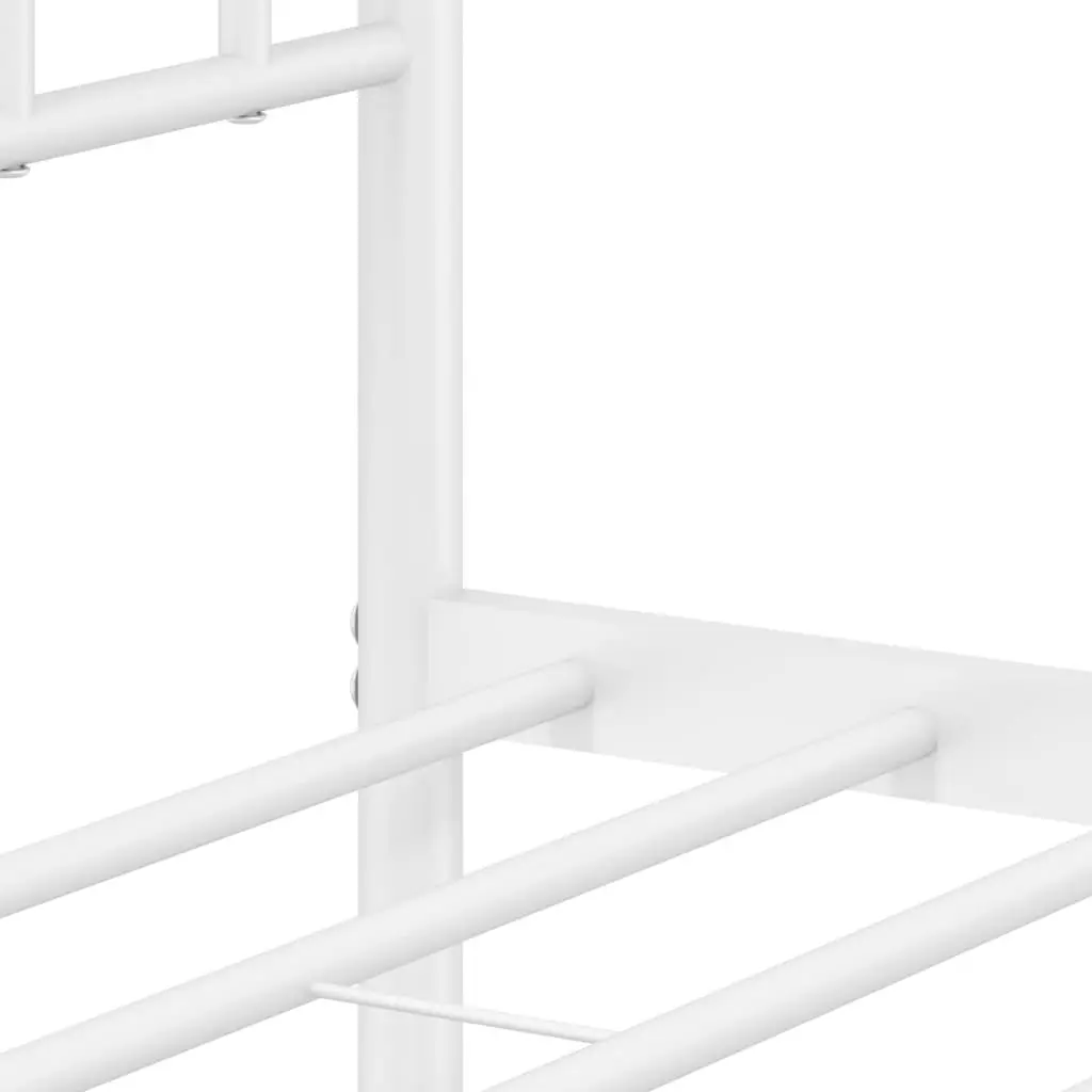 Metal Bed Frame King Size White Powder-Coated Steel 107x203 cm with Headboard Footboard and Underbed Storage