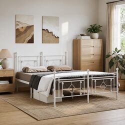 Comfortable Metal Bed Frame with Footboard - 150x200cm
