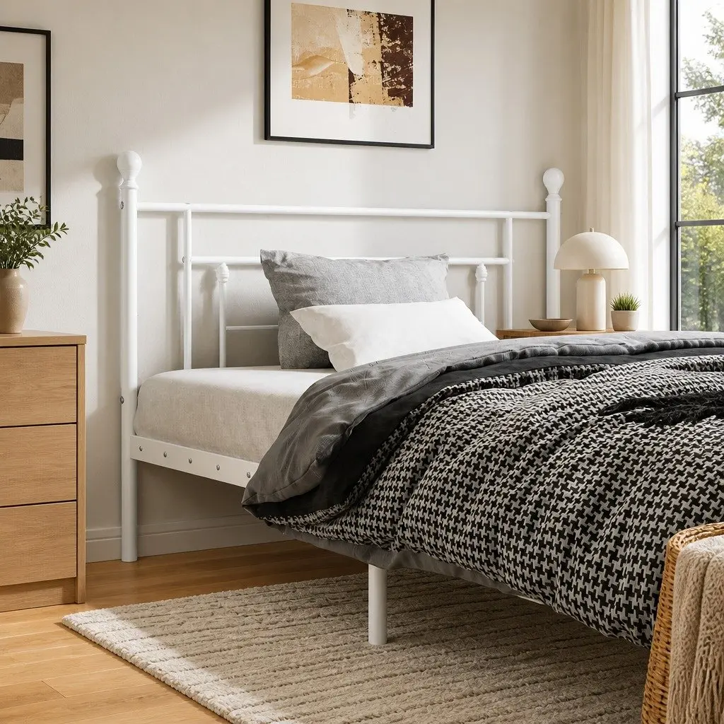 White Metal Headboard for Comfort