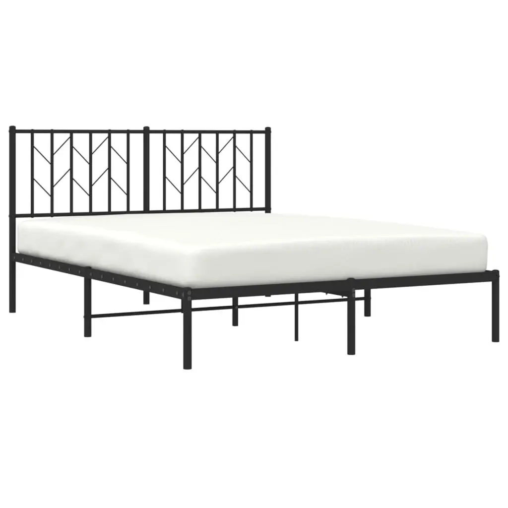 Metal Bed Frame with Storage and Headboard Black 135x190cm