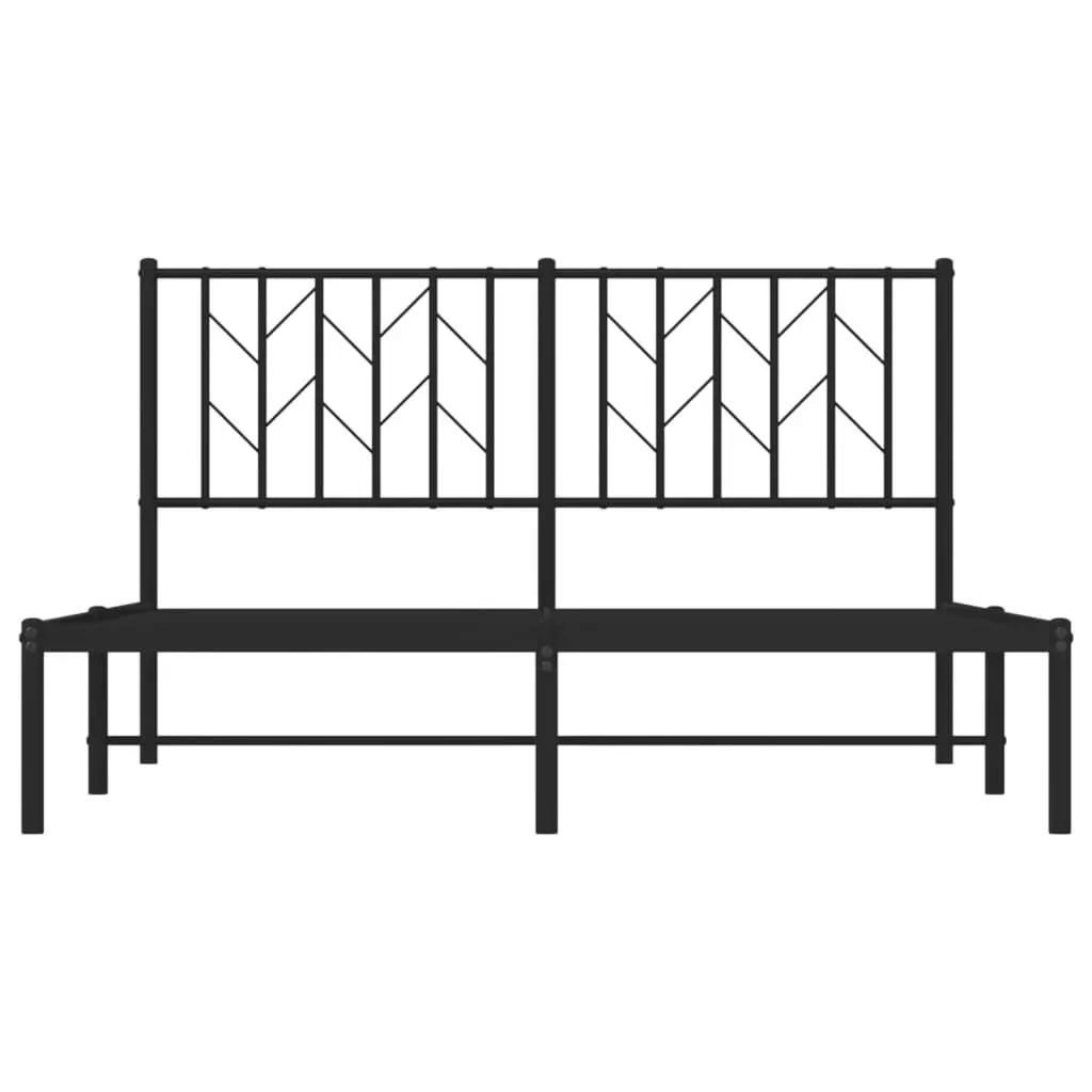 Metal Bed Frame with Storage and Headboard Black 135x190cm