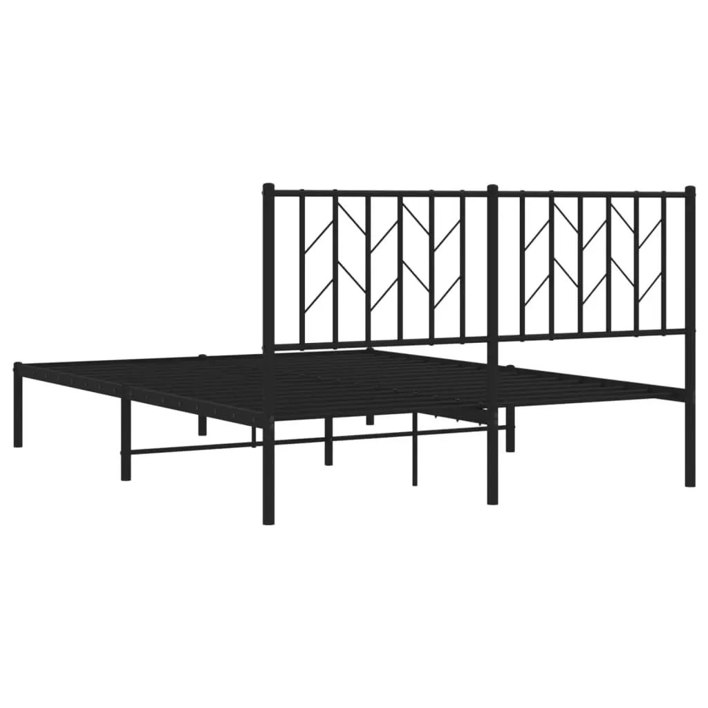 Metal Bed Frame with Storage and Headboard Black 135x190cm