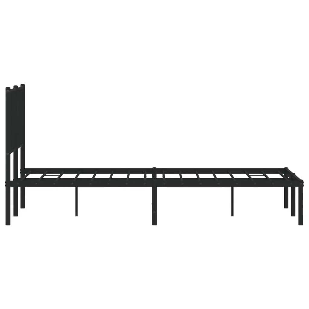 Metal Bed Frame with Storage and Headboard Black 135x190cm
