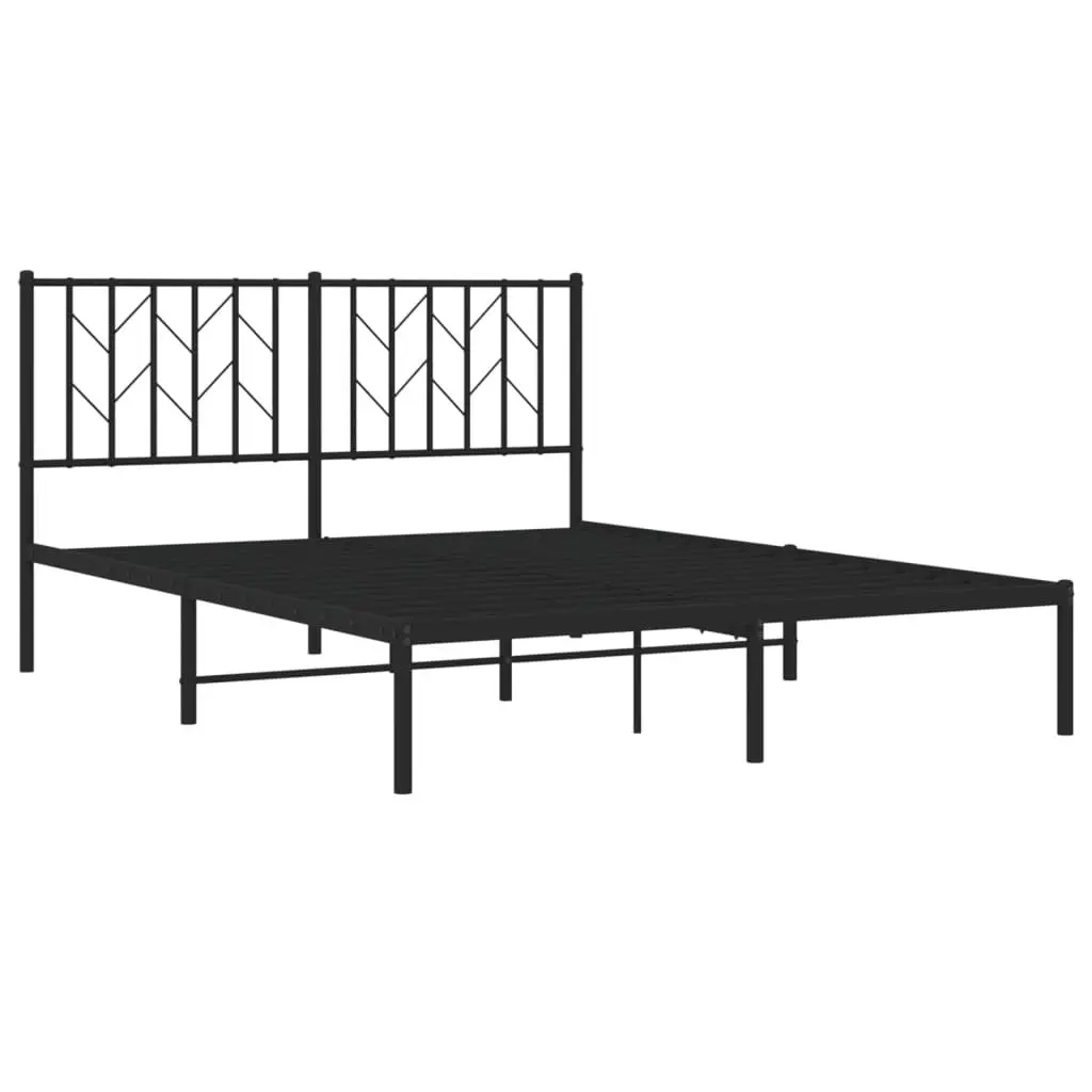 Metal Bed Frame with Storage and Headboard Black 135x190cm