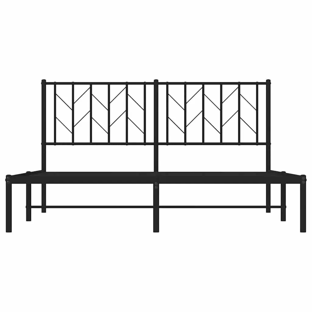 Metal Bed Frame with Headboard 150x200 cm Black