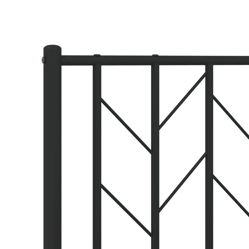 Metal Bed Frame King Size Black with Headboard Slatted Base 183x203cm