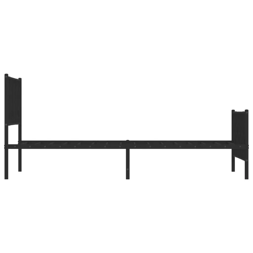 Metal Bed Frame King Single Powder-coated Steel 107x203 cm with Headboard Footboard Storage Black