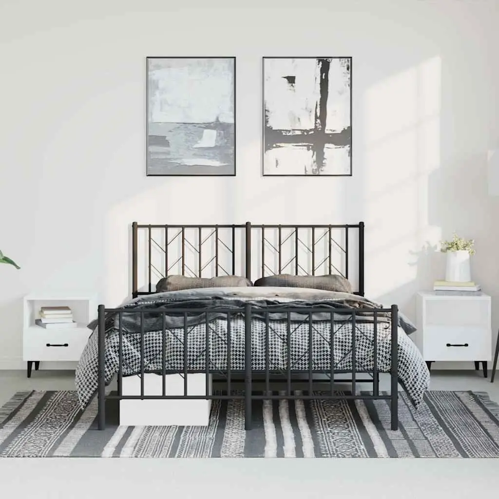 150x200 cm Metal Bed Frame with Footboard