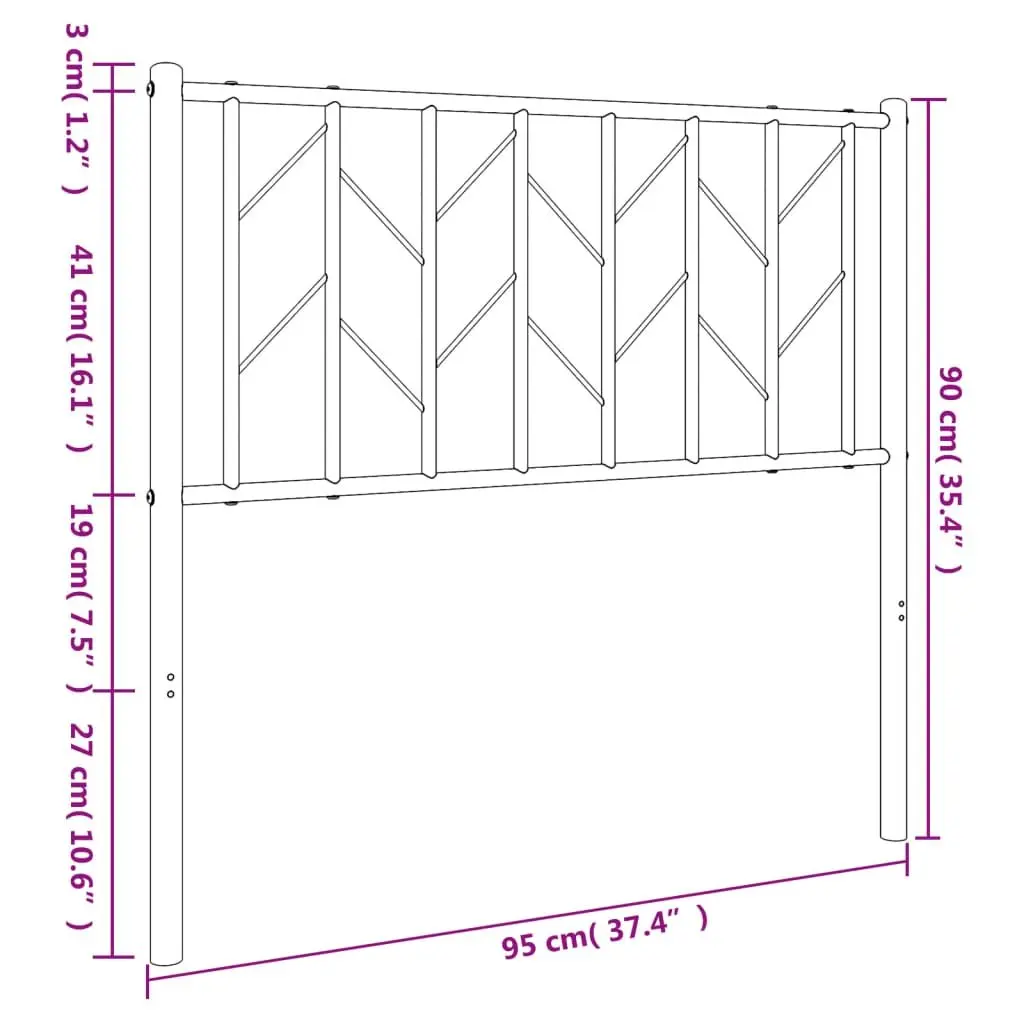 Metal Headboard Black 90cm Powder-coated Steel Construction for Sturdy Support