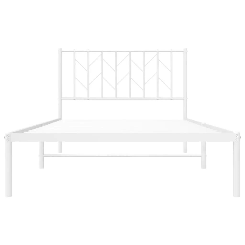 Metal Bed Frame Steel Headboard White 107x203 cm