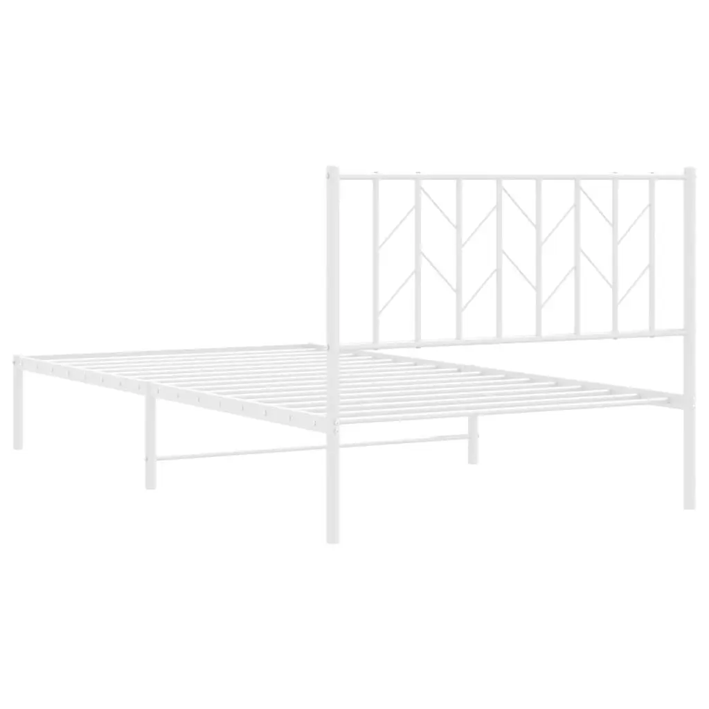 Metal Bed Frame Steel Headboard White 107x203 cm