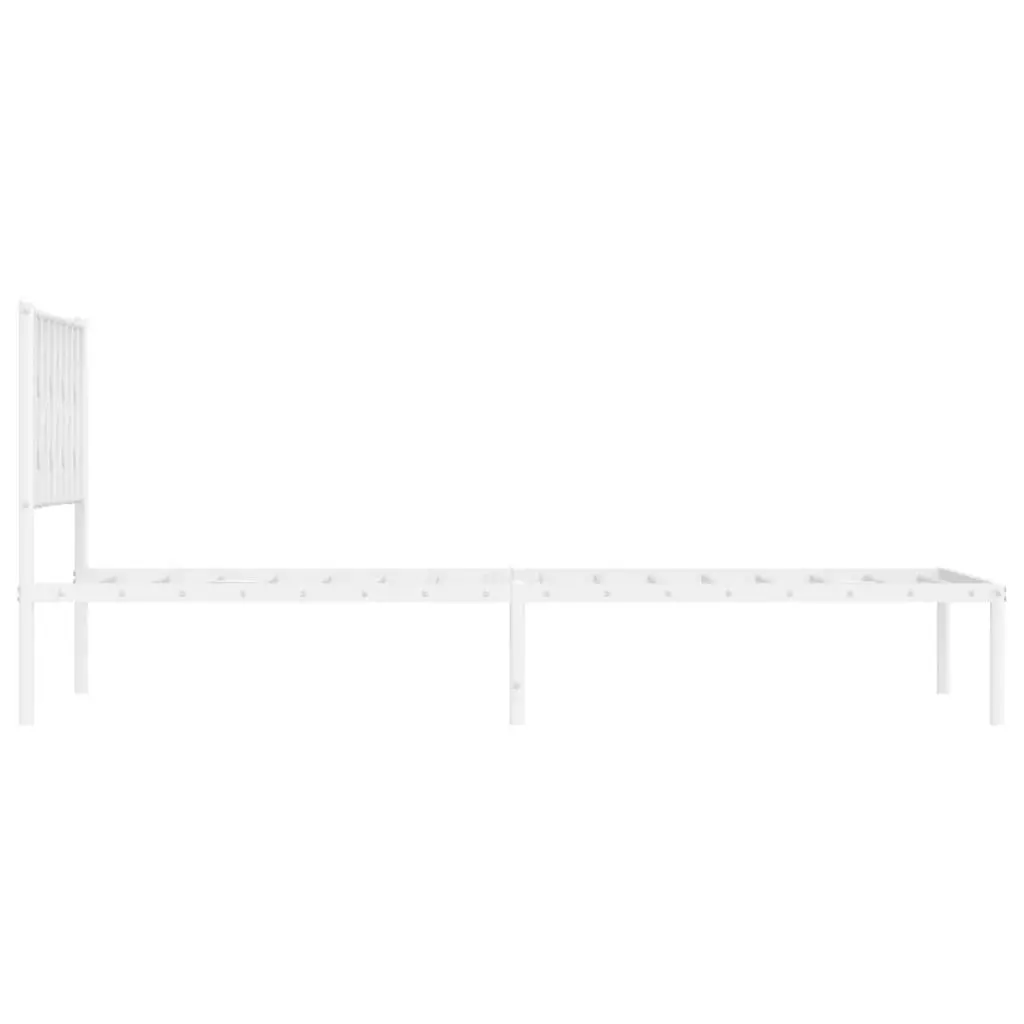 Metal Bed Frame Steel Headboard White 107x203 cm