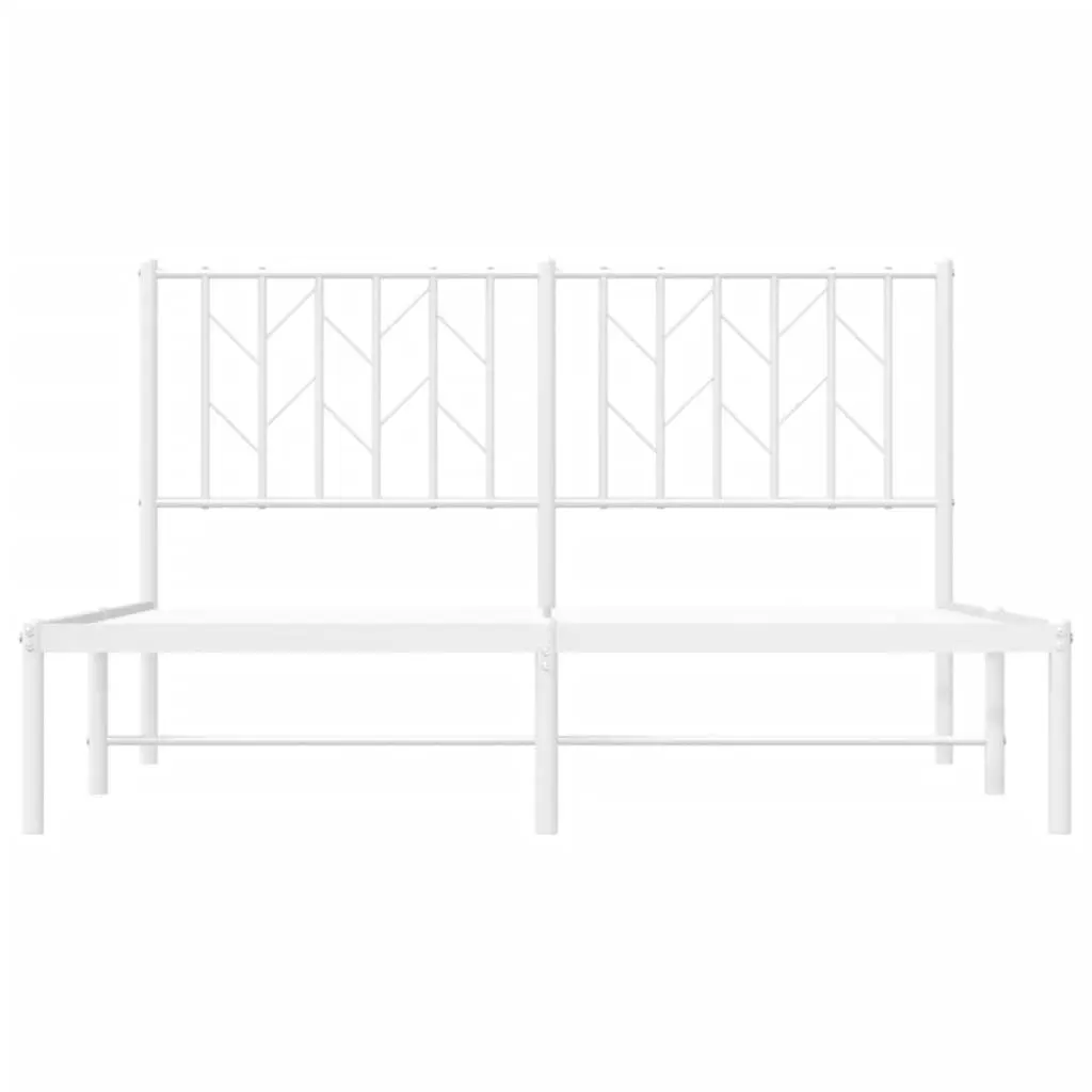 Metal Bed Frame Sturdy Steel Construction 135x190 cm White Slatted Base