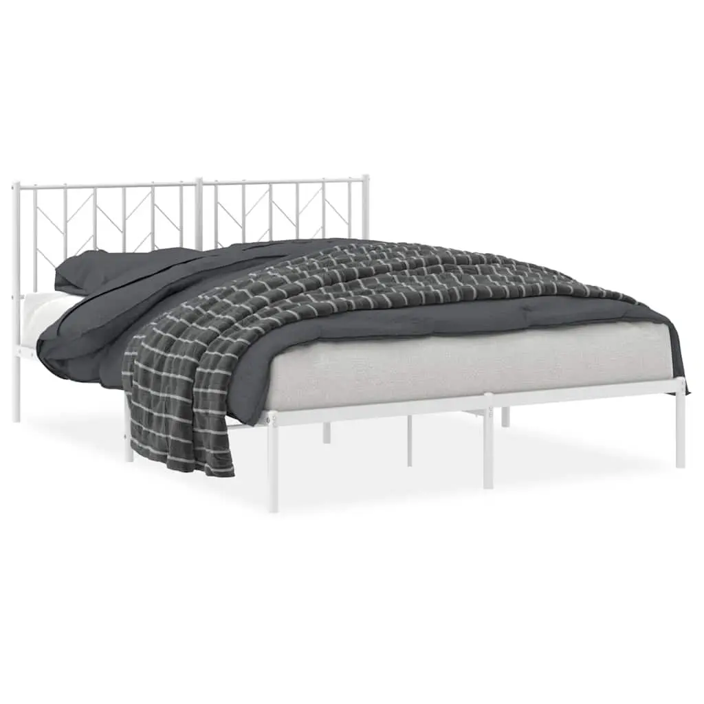 Metal Bed Frame 150x200 cm in White