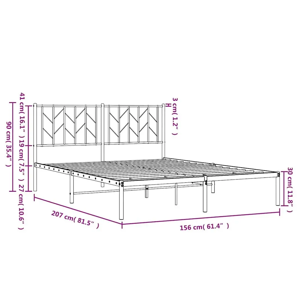 Metal Bed Frame 150x200 cm in White