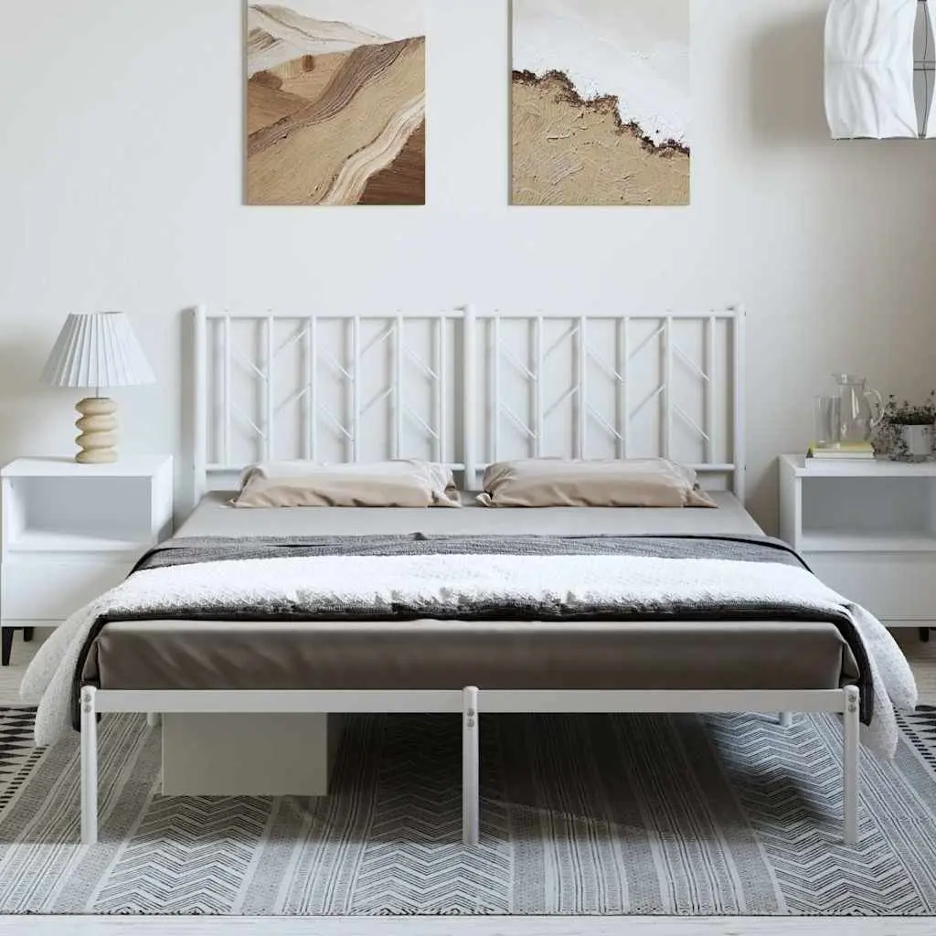 Metal Bed Frame 150x200 cm in White