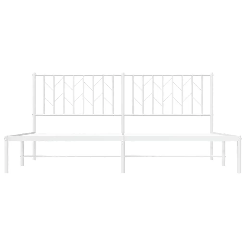 Metal Bed Frame King Steel Construction White 183x203cm with Headboard and Under-Bed Storage