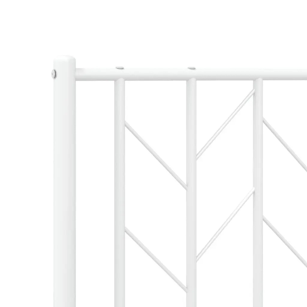 Metal Bed Frame King Steel Construction White 183x203cm with Headboard and Under-Bed Storage