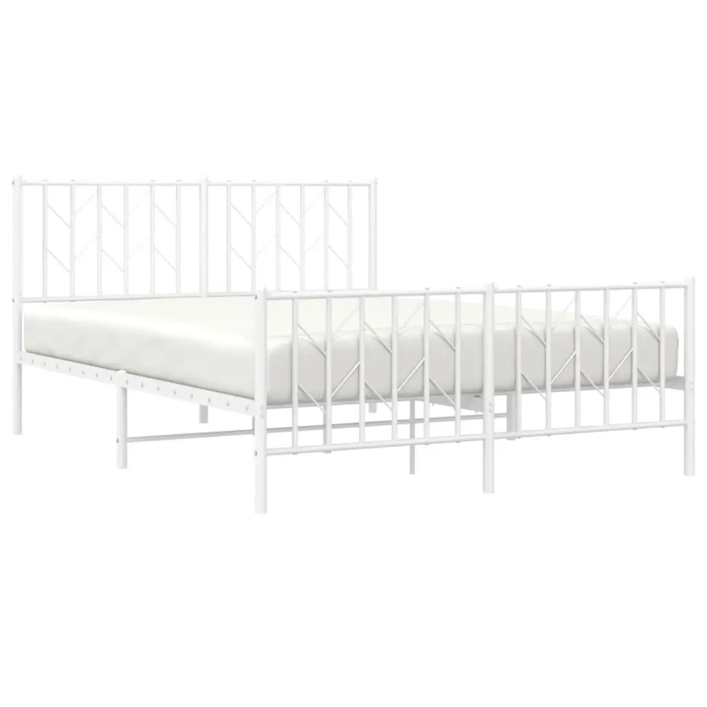 Metal Bed Frame Sturdy Steel Construction 135x190 cm White