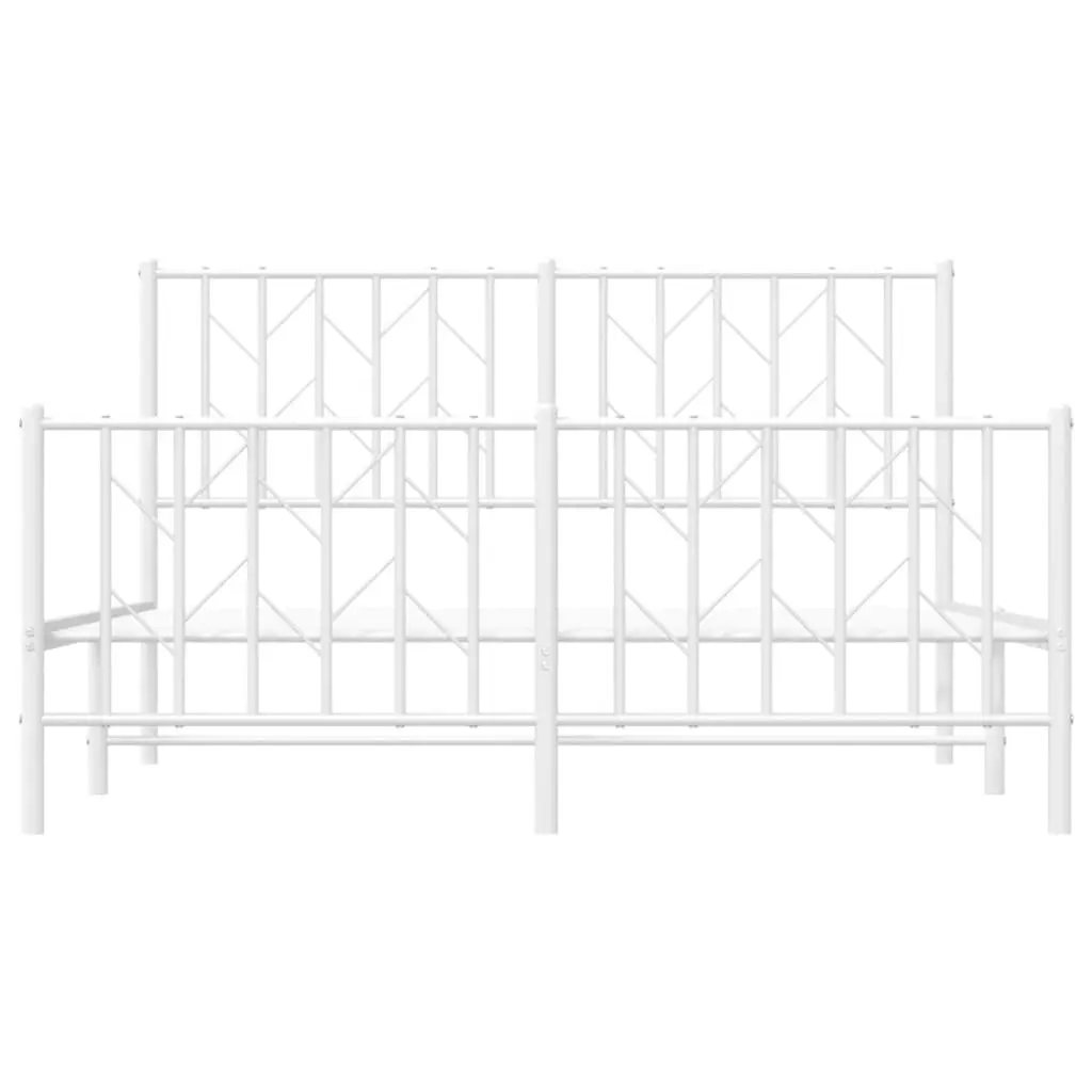 Metal Bed Frame Sturdy Steel Construction 135x190 cm White