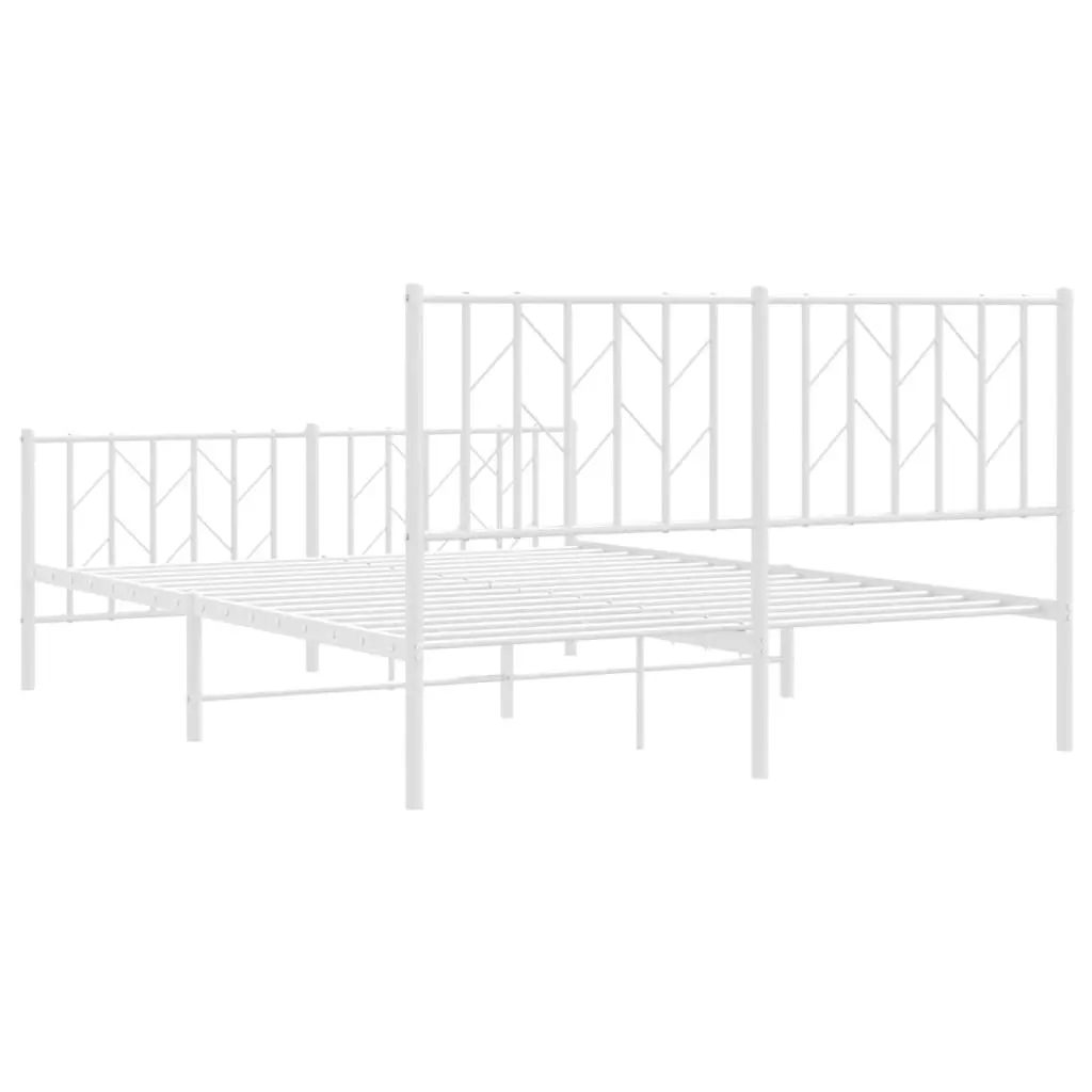 Metal Bed Frame Sturdy Steel Construction 135x190 cm White
