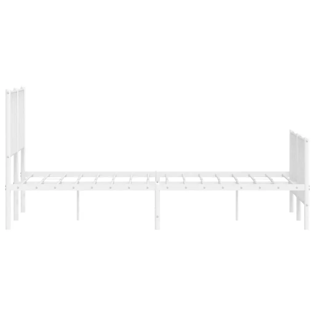 Metal Bed Frame Sturdy Steel Construction 135x190 cm White