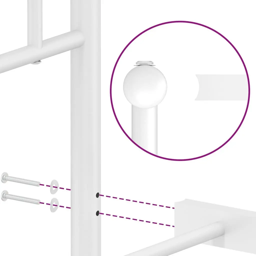Metal Bed Frame Sturdy Steel Construction 135x190 cm White