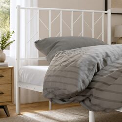 Metal Headboard White 90cm Bed Frame Header Steel Bedroom Furniture Replacement