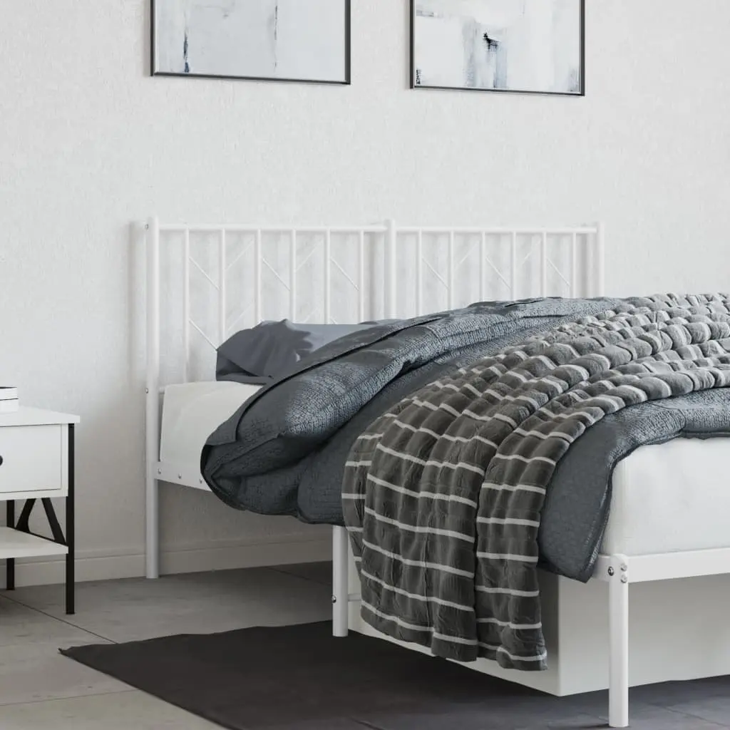 Metal Headboard White Steel Frame 135cm