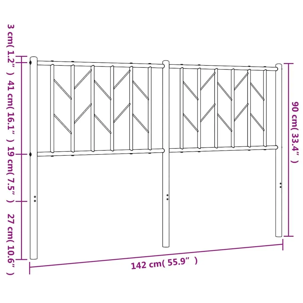 Metal Headboard White Steel Frame 135cm